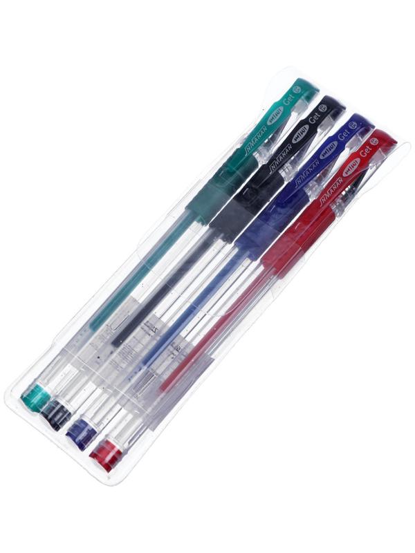 Набор гелевых ручек, 4 цвета, металлик, с резиновыми держателями, в блистере, МИКС