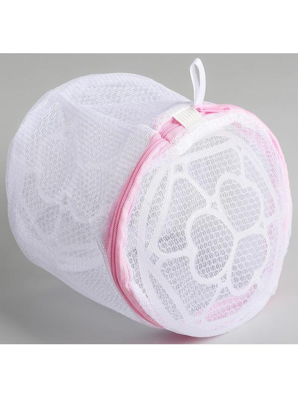 Мешок для стирки белья с диском Доляна, 15×15×13 см, двухслойный, крупная сетка, диск МИКС