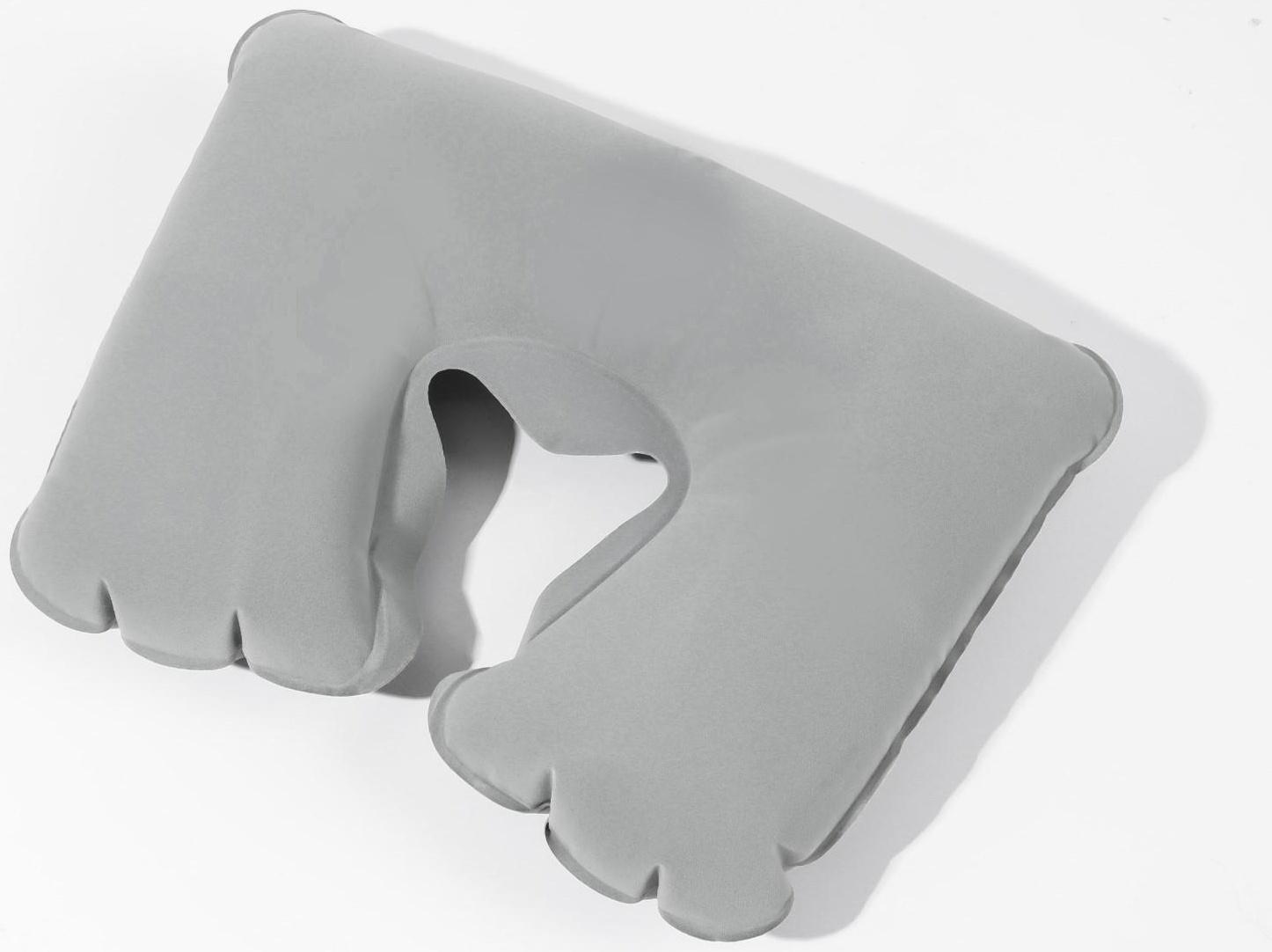 Подушка для шеи дорожная, надувная, 38 × 25 см, в коробке, цвет серый