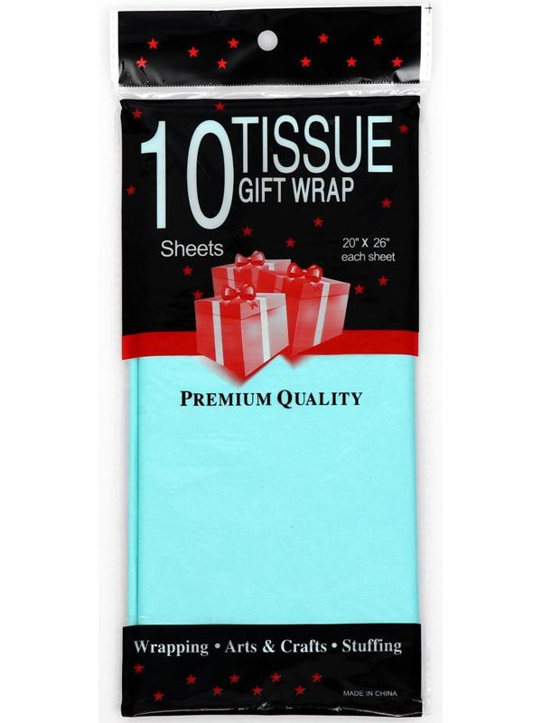 Бумага тишью, двухсторонняя, голубая, 50 х 65 см