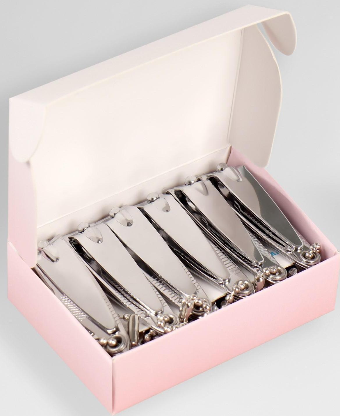 Кусачки-книпсер маникюрные, с пилкой, 5,5 см, фасовка 12 шт в коробке, цвет серебристый