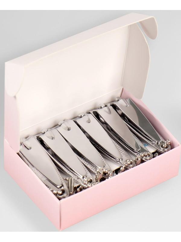 Кусачки-книпсер маникюрные, с пилкой, 5,5 см, фасовка 12 шт в коробке, цвет серебристый