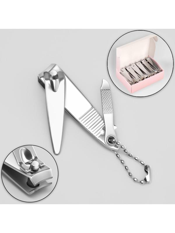 Кусачки-книпсер маникюрные, с пилкой, 5,5 см, фасовка 12 шт в коробке, цвет серебристый