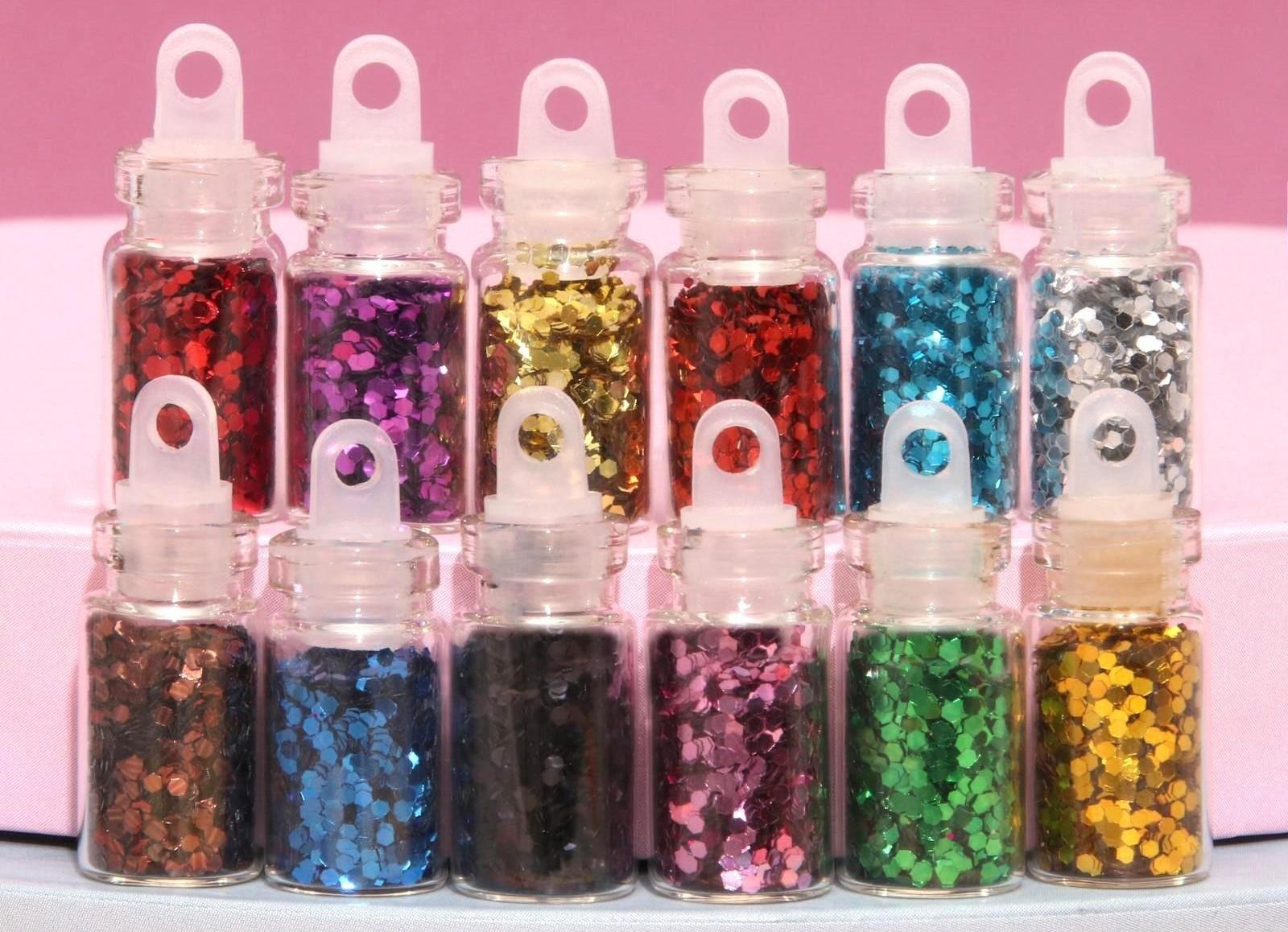 Блёстки для декора, крупные, набор 12 бутылочек, разноцветные