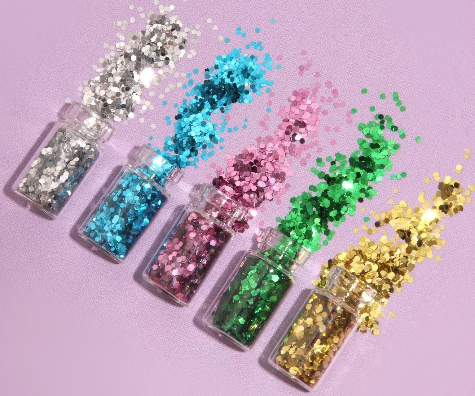 Блёстки для декора, крупные, набор 12 бутылочек, разноцветные