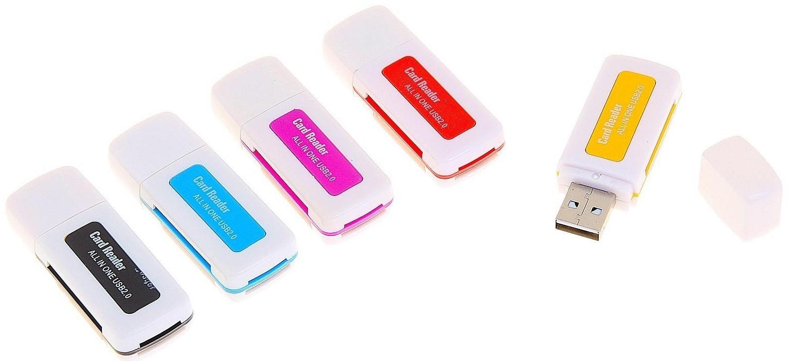 Картридер LuazON V-921, универсальный, SD/SDHC/SDXC/microSD(TF)/MS/MS Duo/M2, МИКС