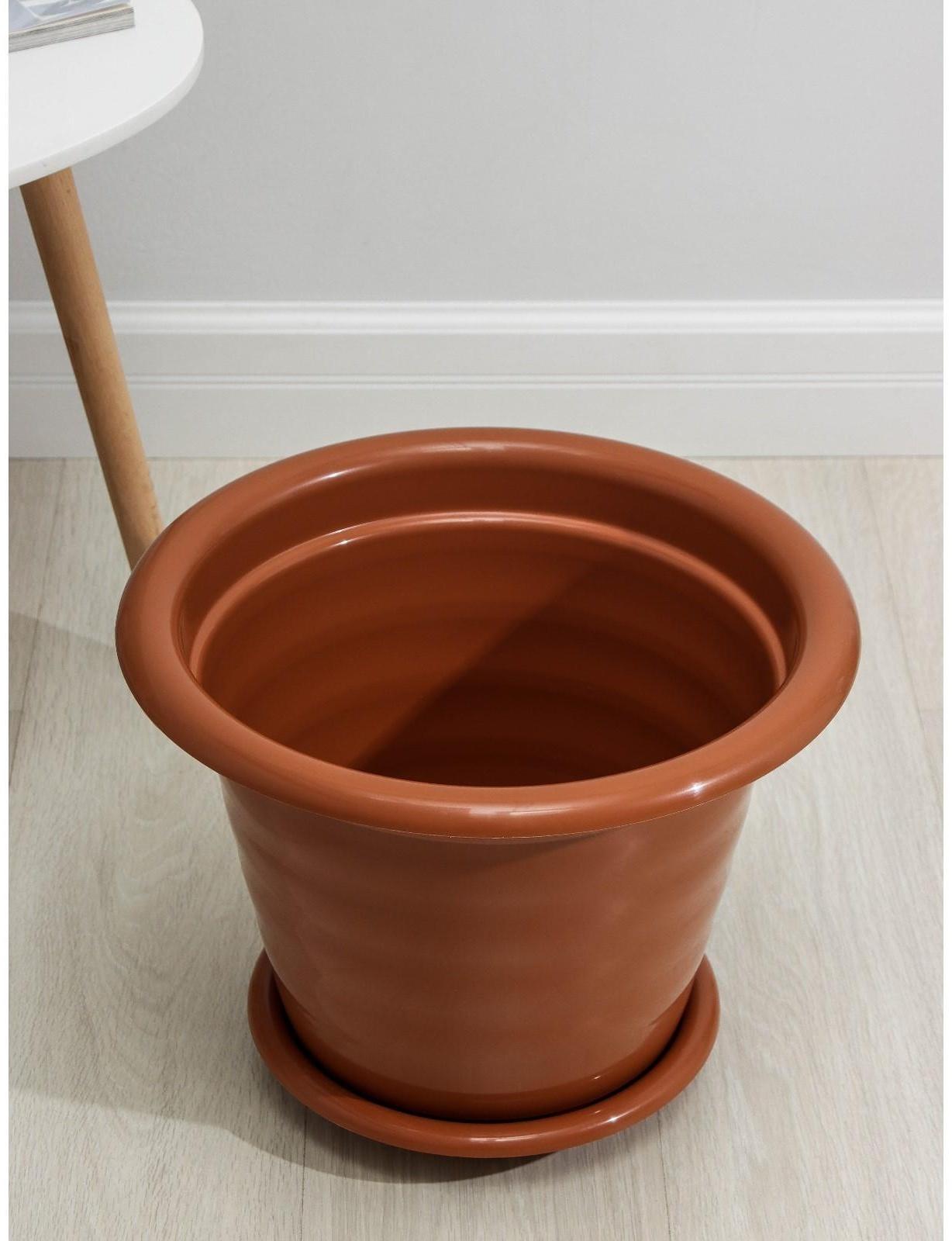 Горшок с поддоном «Виола», 16 л, цвет коричневый