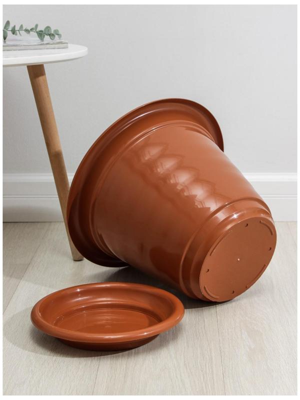 Горшок с поддоном «Виола», 16 л, цвет коричневый