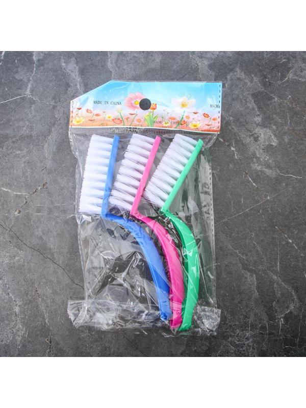 Набор щёток с изогнутой удлинённой ручкой Доляна, 15 см, 3 шт