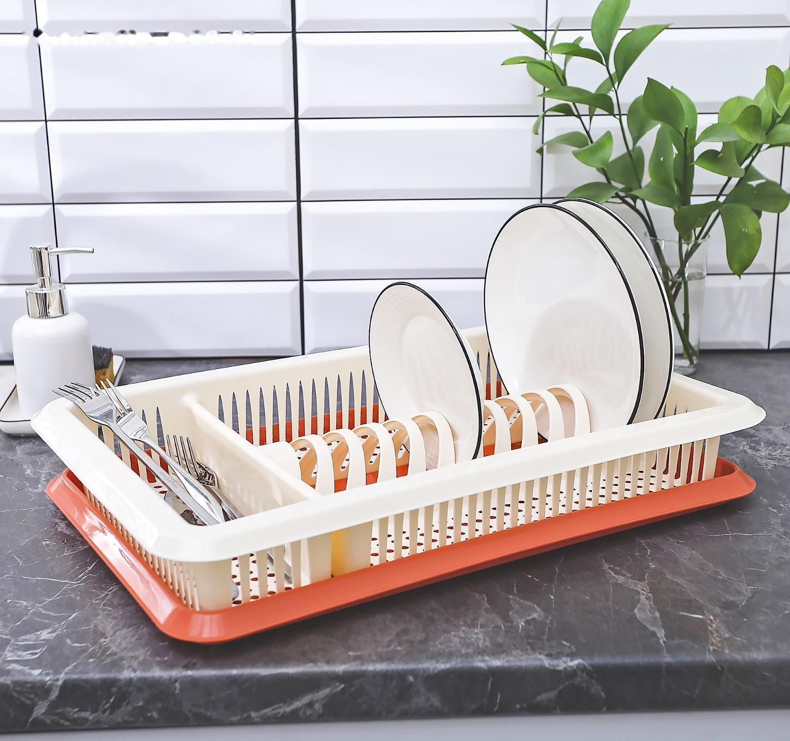 Сушилка для посуды с поддоном «Лилия», 48×30,5×8,5 см, цвет МИКС