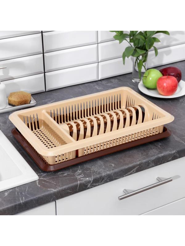 Сушилка для посуды с поддоном «Лилия», 48×30,5×8,5 см, цвет МИКС