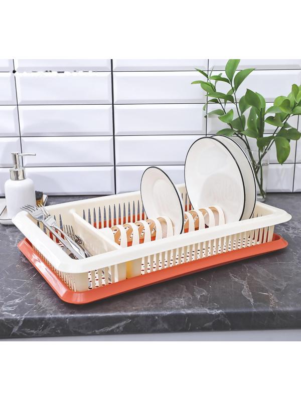 Сушилка для посуды с поддоном «Лилия», 48×30,5×8,5 см, цвет МИКС