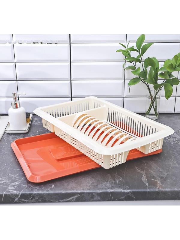 Сушилка для посуды с поддоном «Лилия», 48×30,5×8,5 см, цвет МИКС