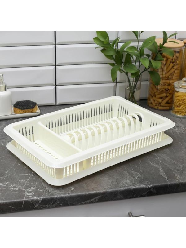 Сушилка для посуды с поддоном «Лилия», 48×30,5×8,5 см, цвет МИКС