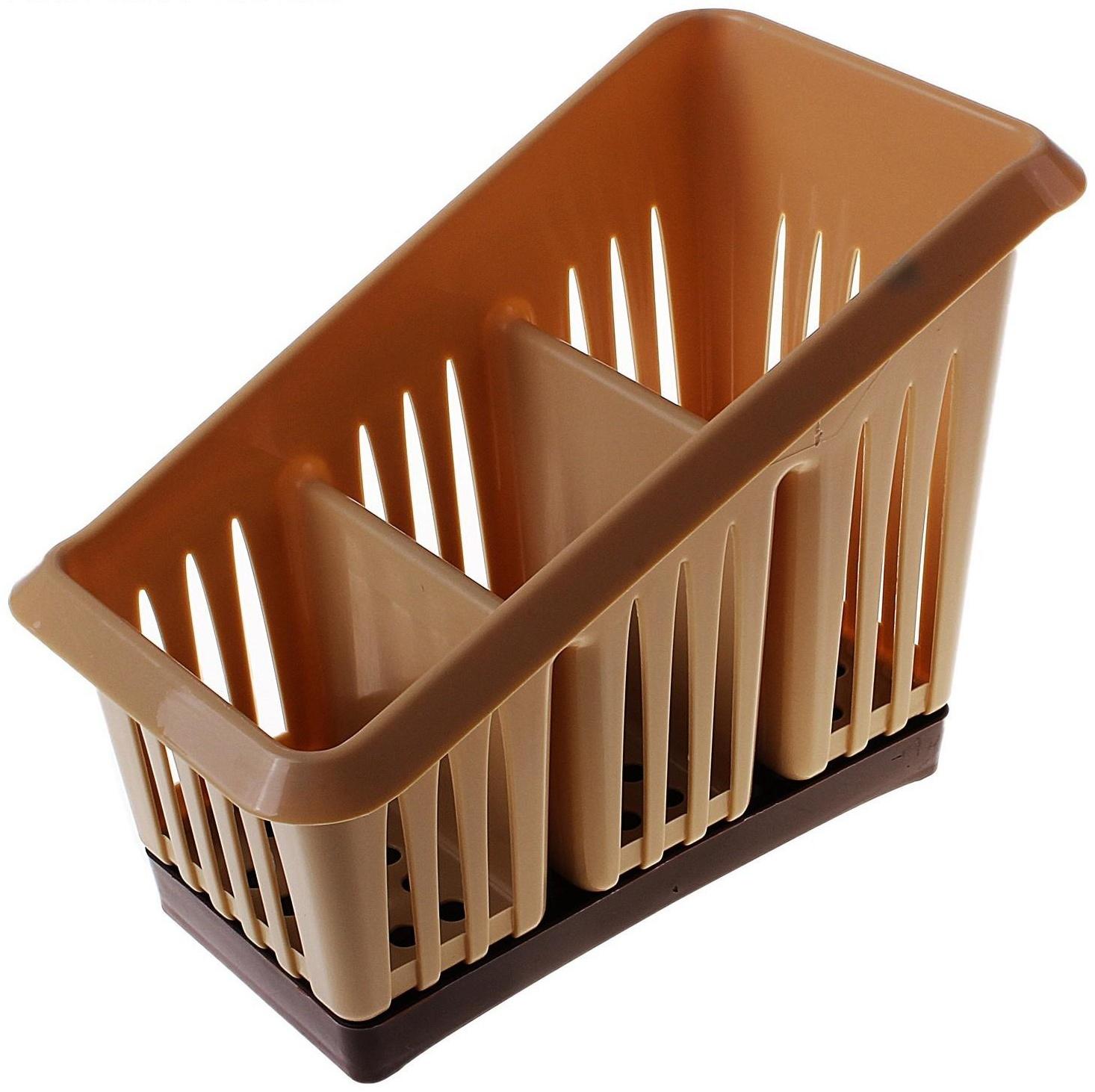 Подставка для столовых приборов Plastic Centre «Лилия», 3 секции, поддон, цвет МИКС