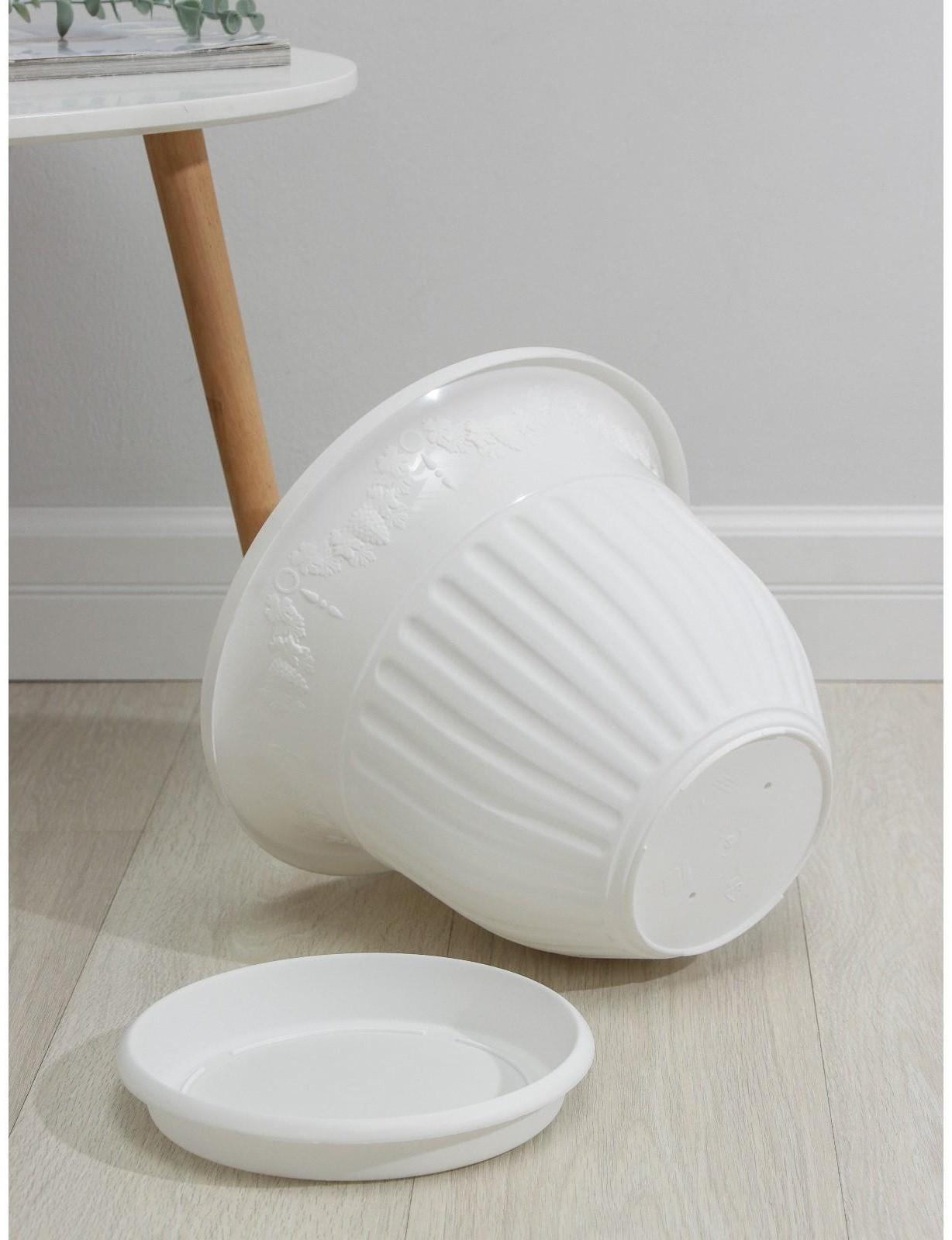 Горшок с поддоном «Лозанна»,11 л, цвет белый