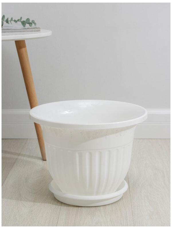 Горшок с поддоном «Лозанна»,11 л, цвет белый