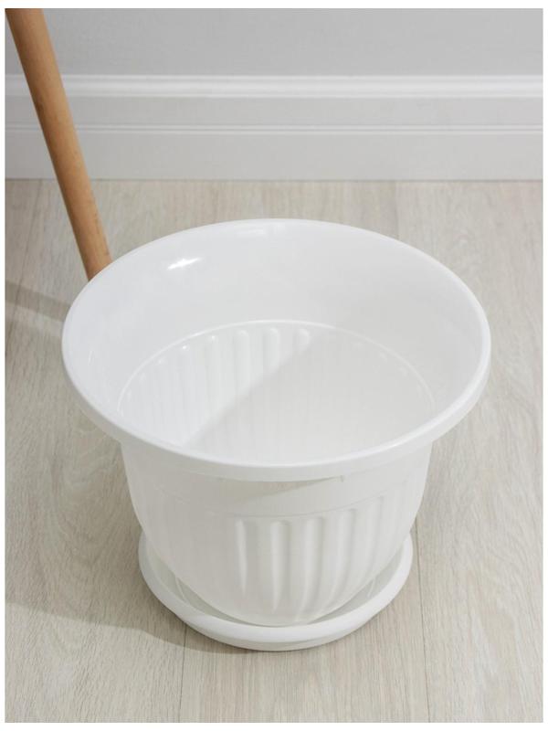 Горшок с поддоном «Лозанна»,11 л, цвет белый