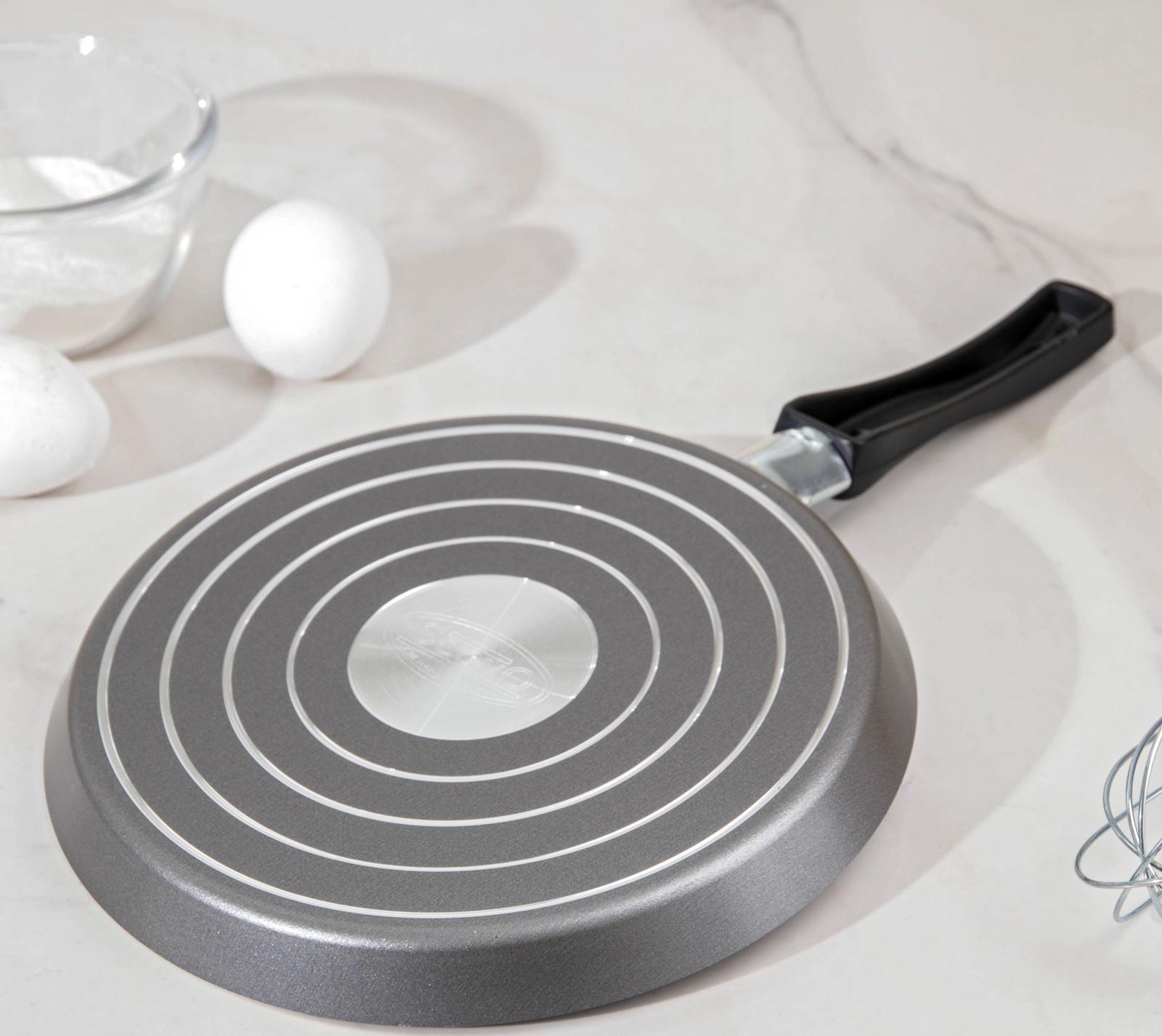 Сковорода блинная Discovery, d=22 см, пластиковая ручка, антипригарное покрытие, цвет серый