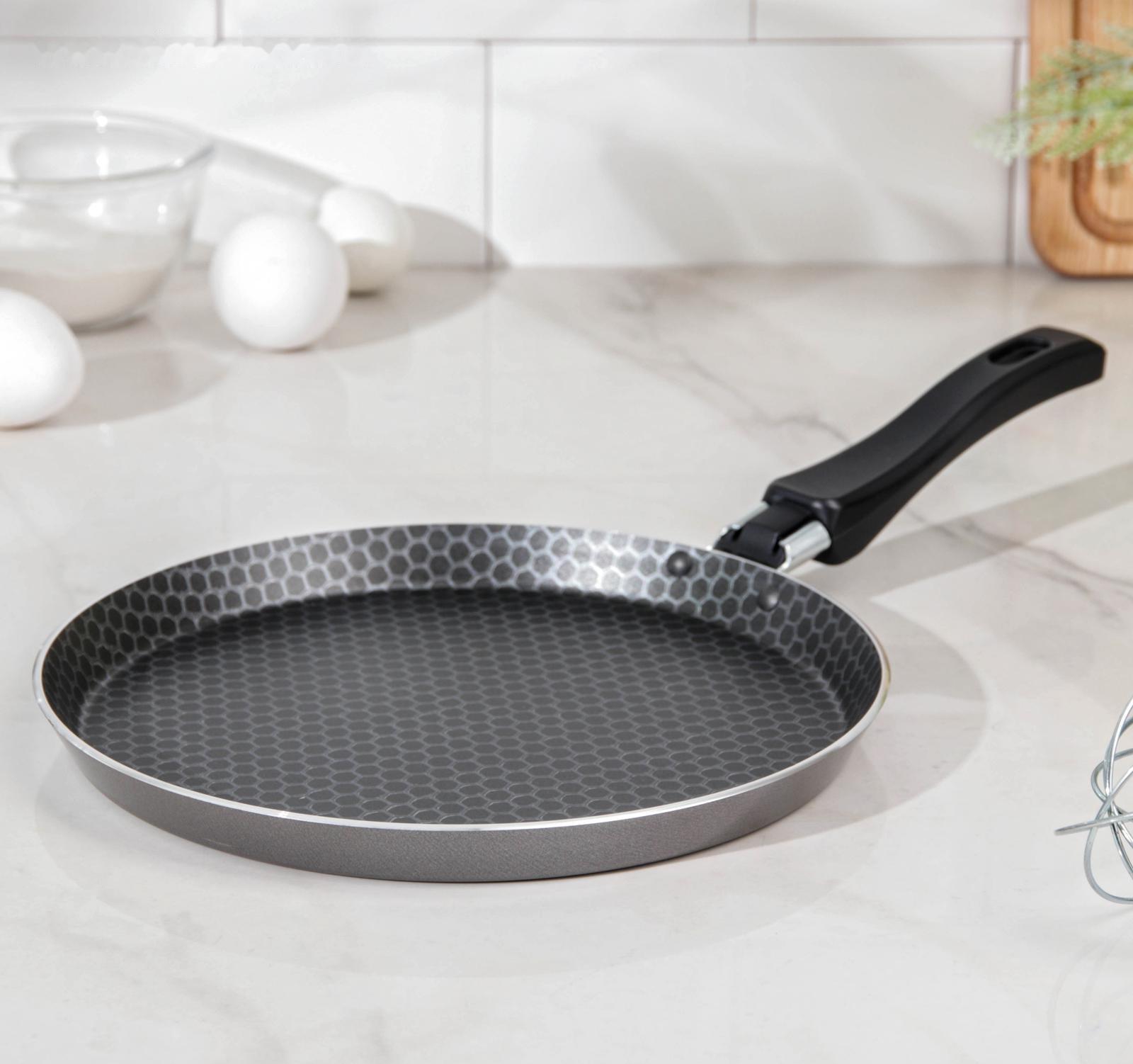 Сковорода блинная Discovery, d=22 см, пластиковая ручка, антипригарное покрытие, цвет серый