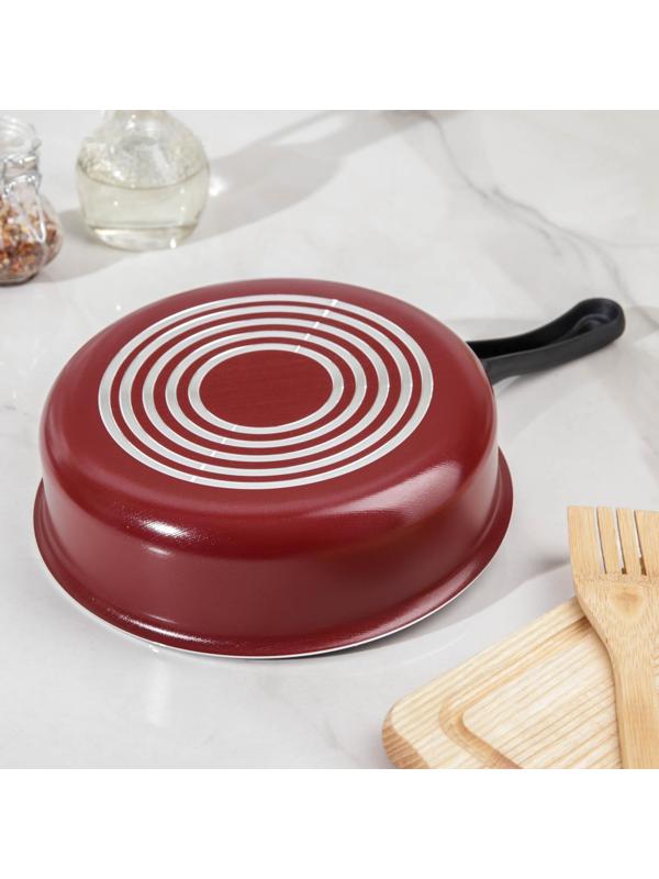 Сотейник «Эксперт», 1,7 л, d=20 см, пластиковая ручка, стеклянная крышка, антипригарное покрытие, цвет бордовый