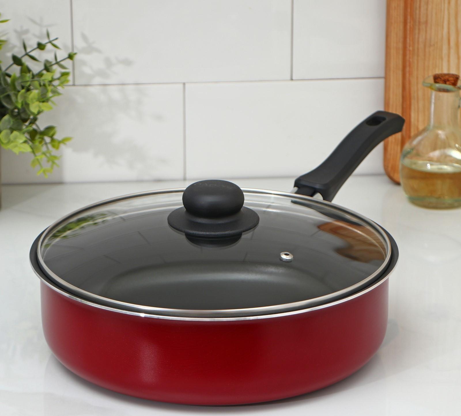 Сотейник «Эксперт», 3,5 л, d=26 см, пластиковая ручка, стеклянная крышка, антипригарное покрытие, цвет бордовый