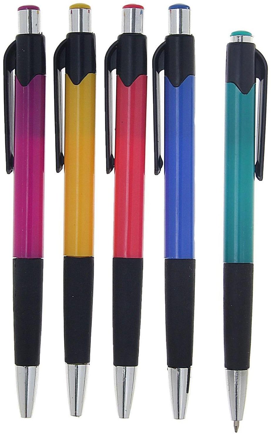 Ручка шариковая Calligrata, автоматическая, 0.5 мм, с резиновым держателем, стержень синий, МИКС