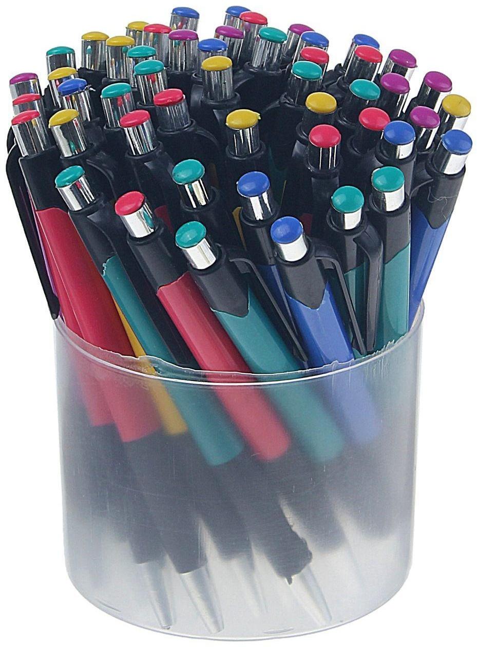 Ручка шариковая Calligrata, автоматическая, 0.5 мм, с резиновым держателем, стержень синий, МИКС