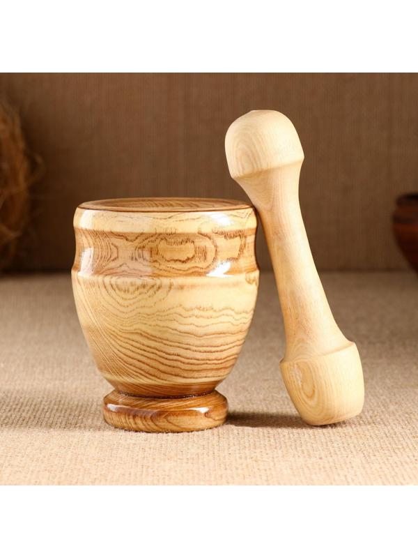 Набор: ступка с пестиком, ясень , 13 см, МИКС