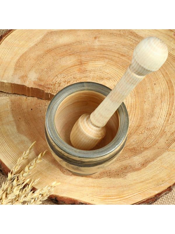 Набор: ступка с пестиком, ясень , 13 см, МИКС