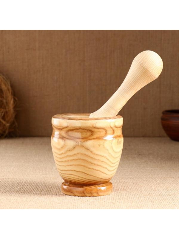 Набор: ступка с пестиком, ясень , 13 см, МИКС