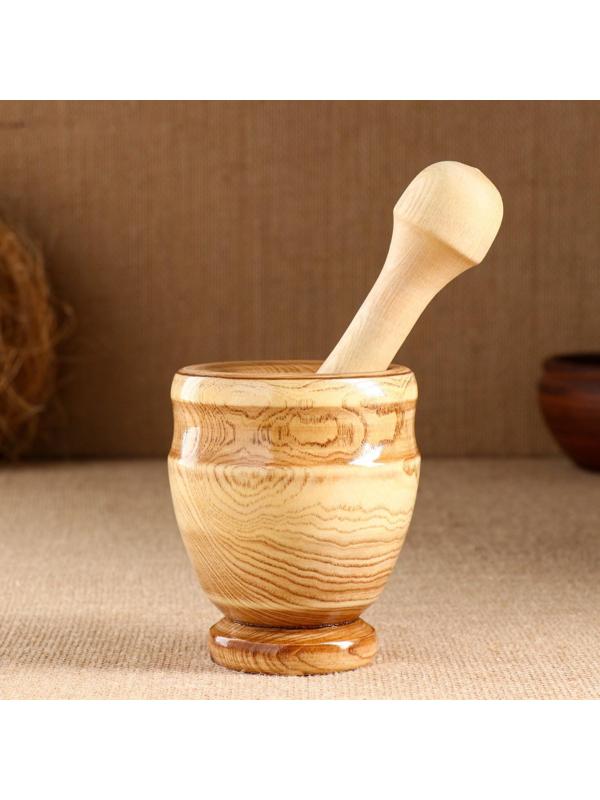 Набор: ступка с пестиком, ясень , 13 см, МИКС