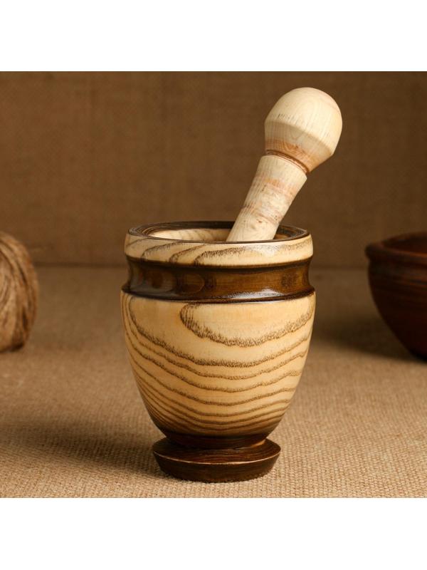 Набор: ступка с пестиком, ясень , 13 см, МИКС