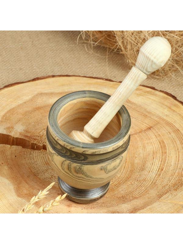 Набор: ступка с пестиком, ясень , 13 см, МИКС