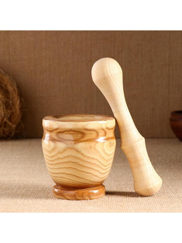 Набор: ступка с пестиком, ясень , 13 см, МИКС