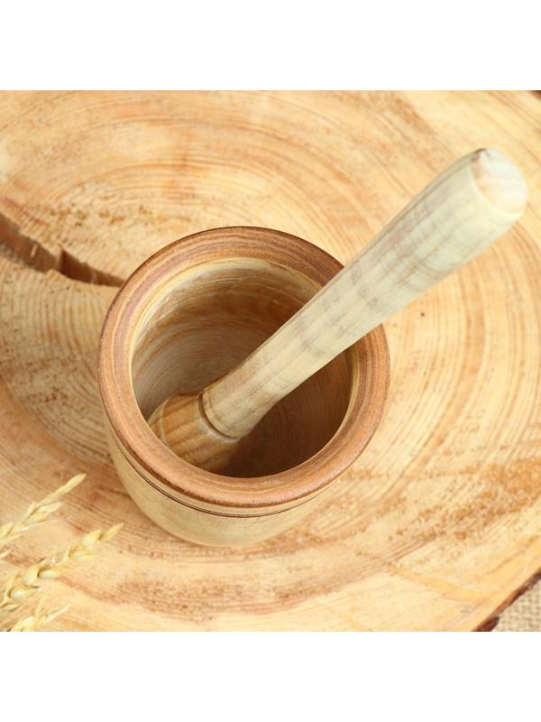 Набор: ступка с пестиком, ясень , 13 см, МИКС