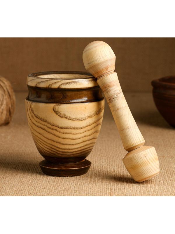 Набор: ступка с пестиком, ясень , 13 см, МИКС