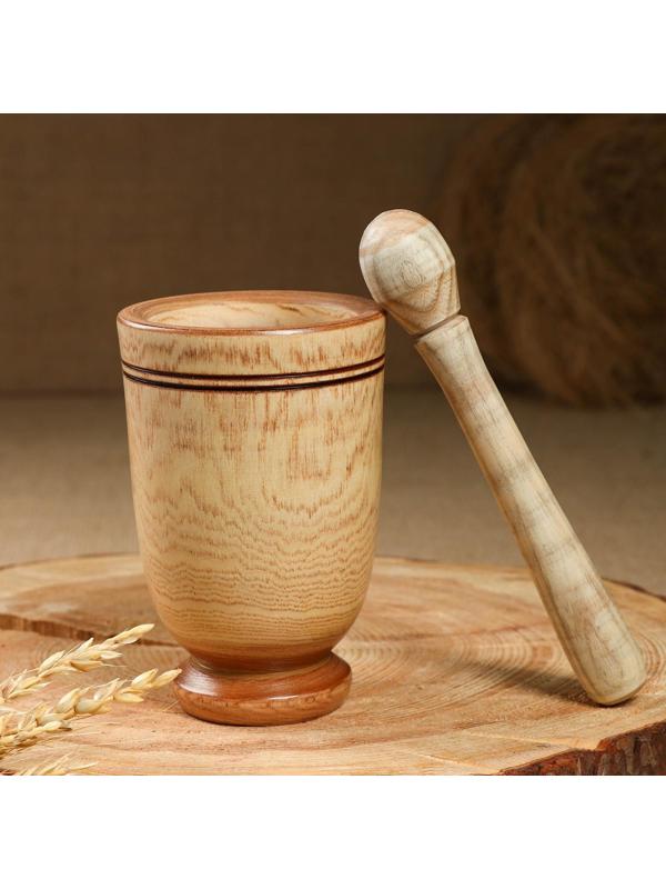 Набор: ступка с пестиком, ясень , 13 см, МИКС