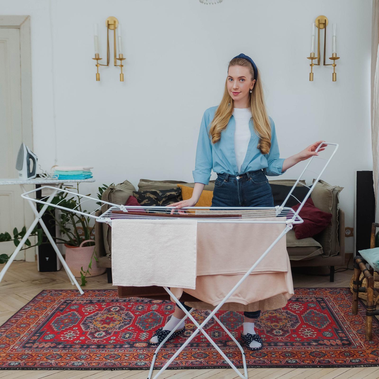 Сушилка для белья напольная складная Доляна, рабочая длина 16 м, цвет белый