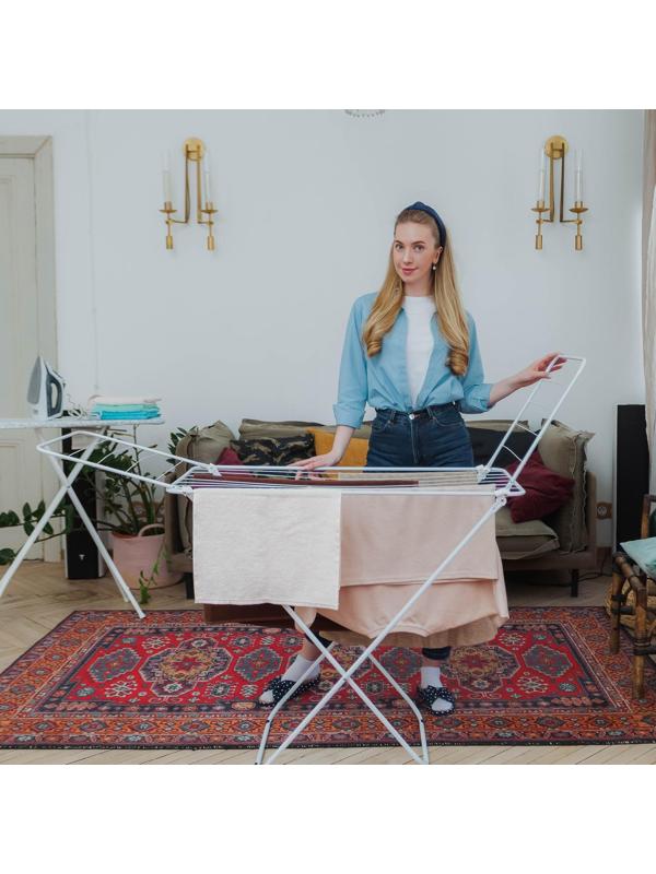 Сушилка для белья напольная складная Доляна, рабочая длина 16 м, цвет белый