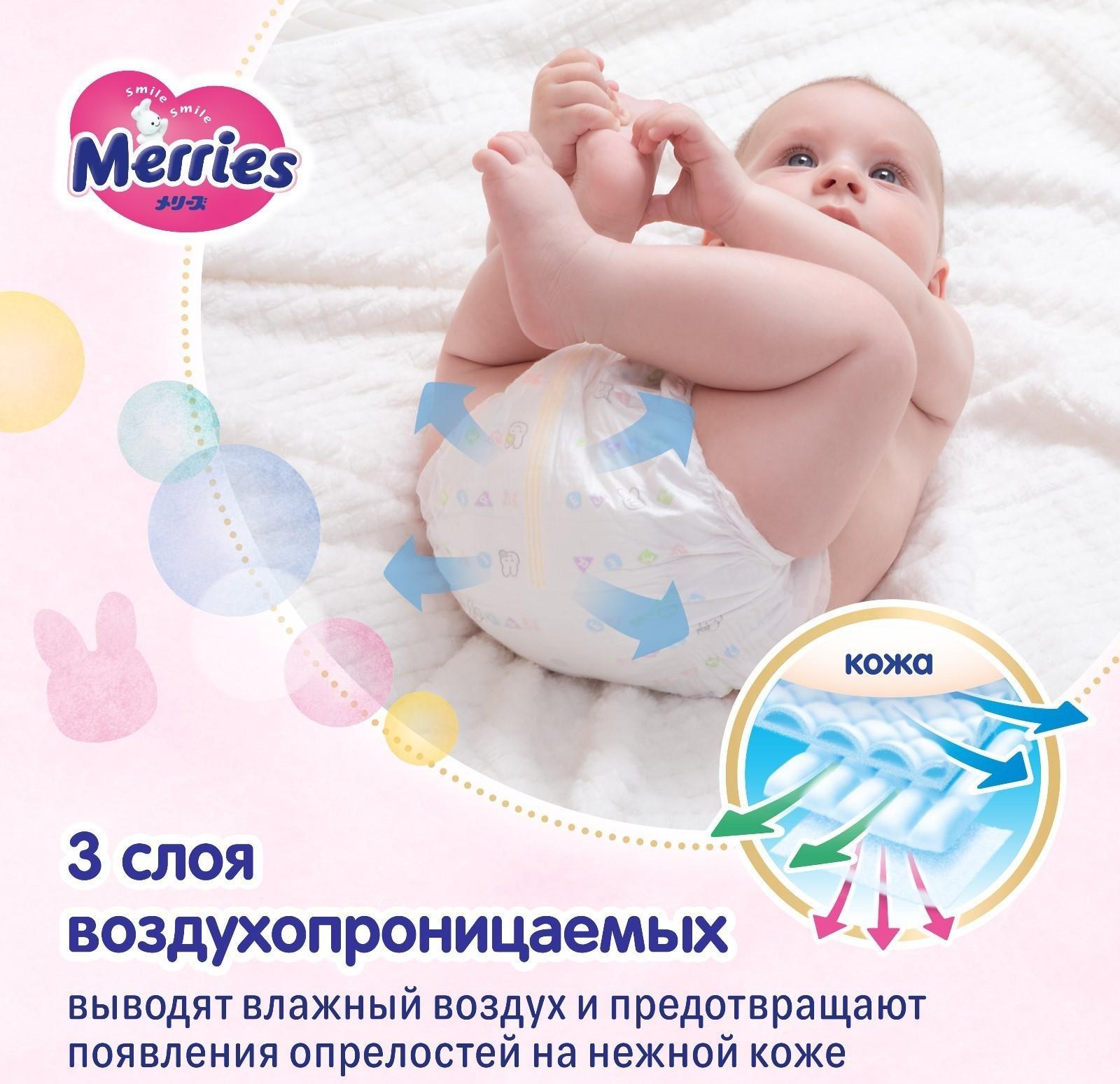 Подгузники Merries S (4-8 кг), 24 шт