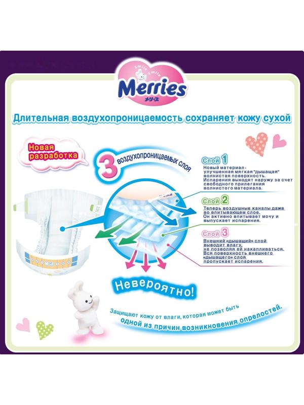 Подгузники Merries S (4-8 кг), 24 шт