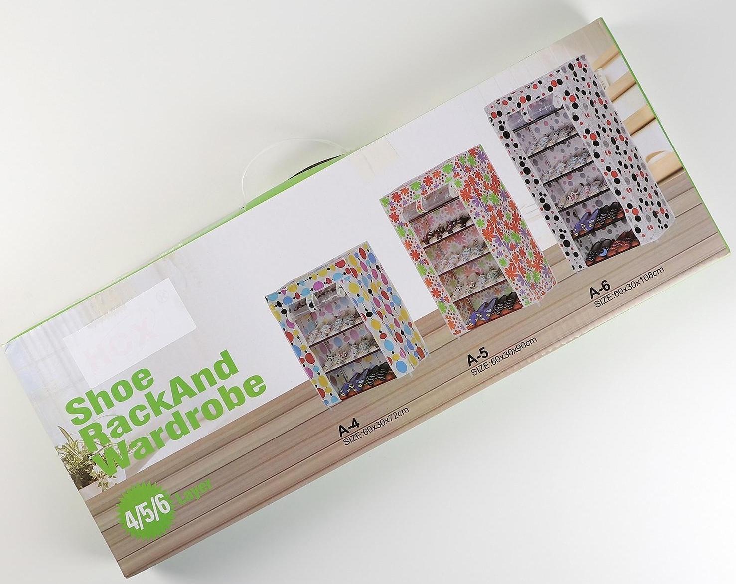 Обувница, 6 ярусов, 60×28×105 см, цвет МИКС