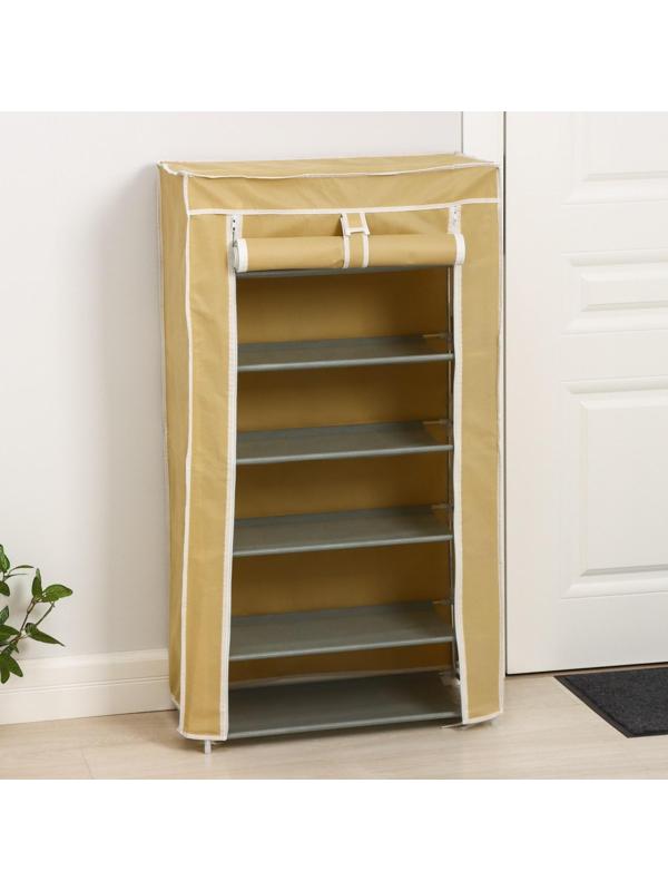 Обувница, 6 ярусов, 60×28×105 см, цвет МИКС