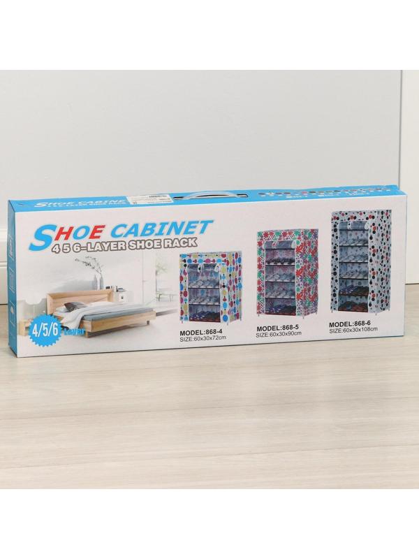 Обувница, 6 ярусов, 60×28×105 см, цвет МИКС