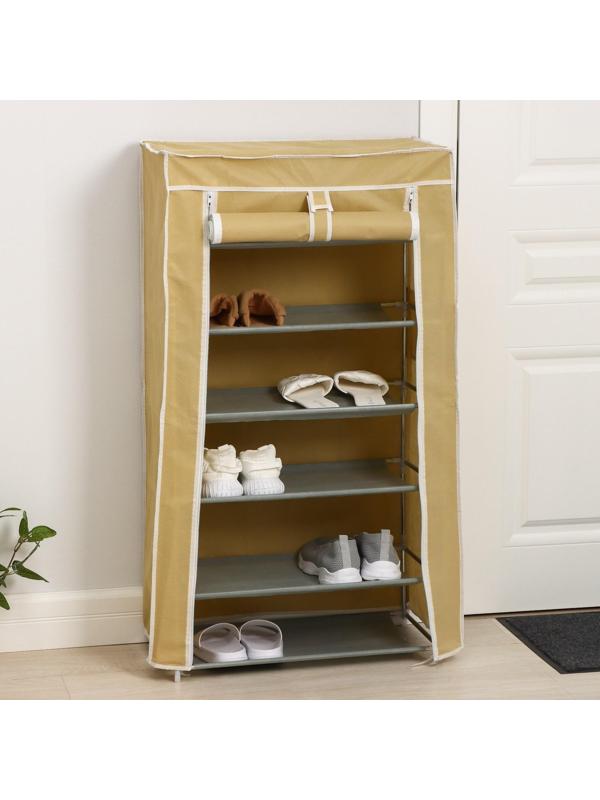 Обувница, 6 ярусов, 60×28×105 см, цвет МИКС