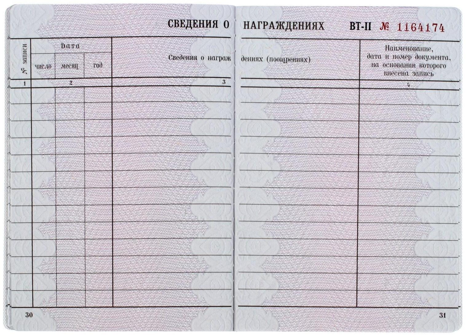 Вкладыш в трудовую книжку без голограммы