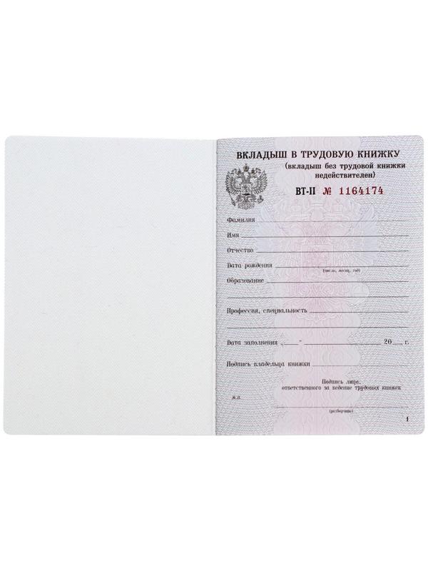 Вкладыш в трудовую книжку без голограммы