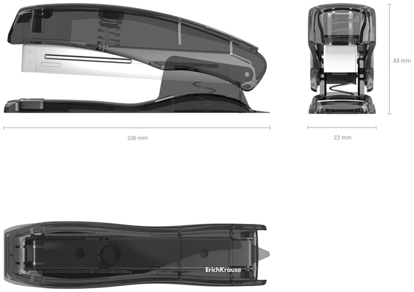 Степлер ErichKrause Elegance № 10, до 20 листов, встроенный антистеплер, МИКС