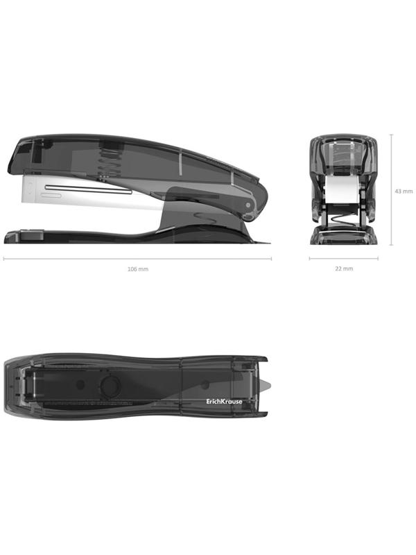 Степлер ErichKrause Elegance № 10, до 20 листов, встроенный антистеплер, МИКС